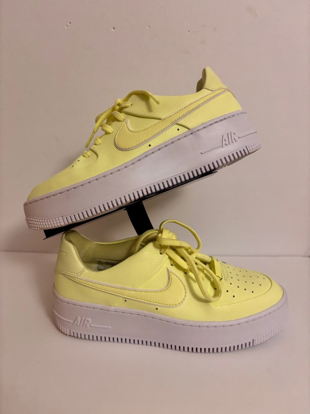 Nike Air Force Ones Women's Low-Top Platform Sneakers in Light Yellow size 8.5